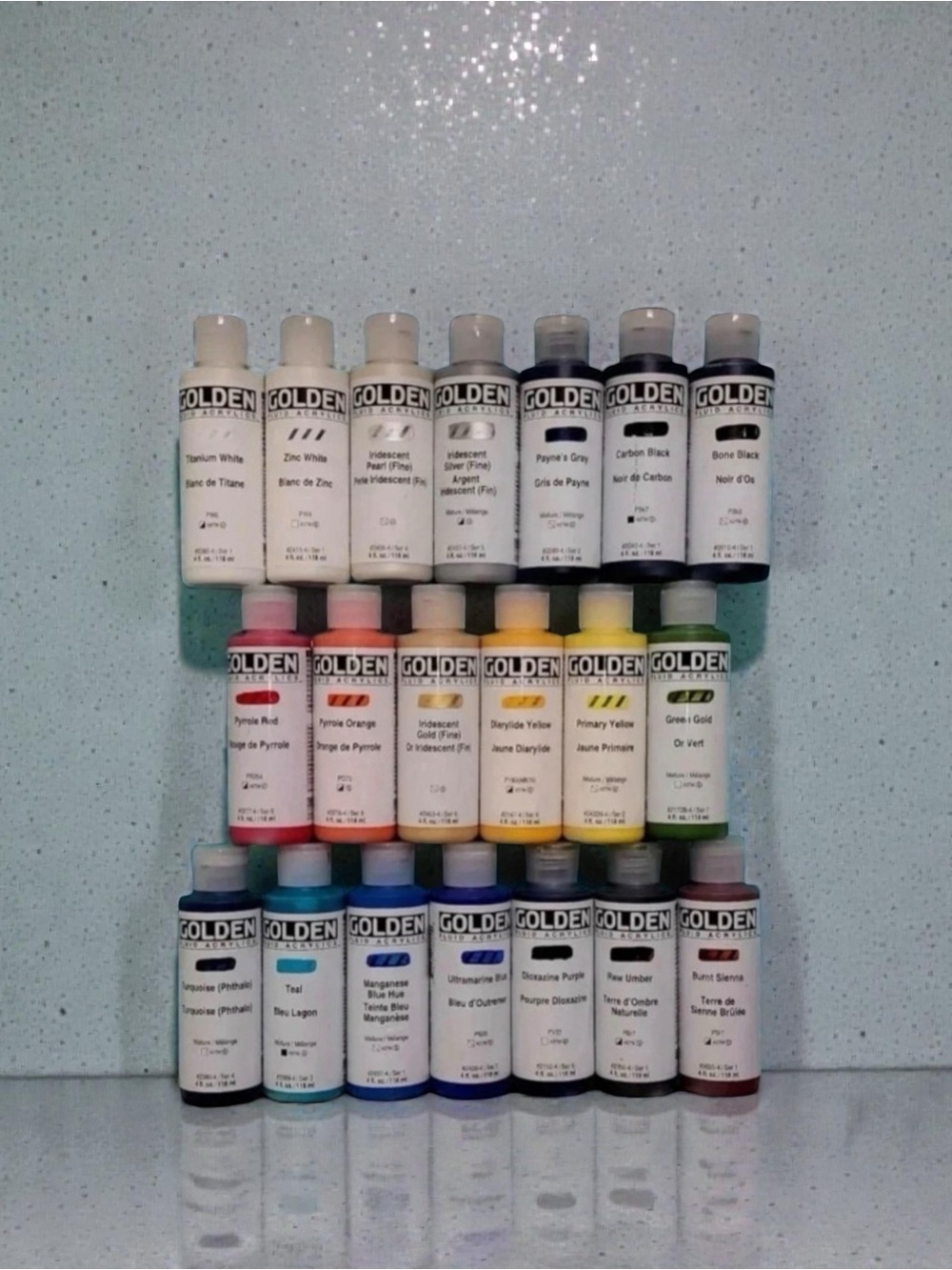 New Golden Fluid Acrylic Paint Lot of 20- Bundle 4 fl oz Each